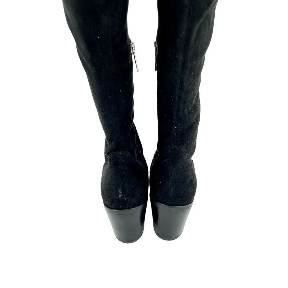 Marc Fisher Black Fabric Faux Suede Knee High Boots SZ 8.5 New $249